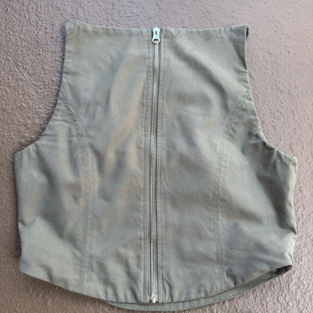 WAYF Olive Green Two-piece Set Cropped top & Wide-leg Oversized Pants Size S - Picture 11 of 16